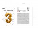 Ballon mylar Chiffre ''3'' - 86cm - or