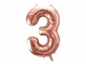 Ballon mylar Chiffre ''3'' - 86cm - or rose