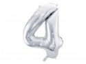 Ballon mylar Chiffre ''4'' - 86cm - argent