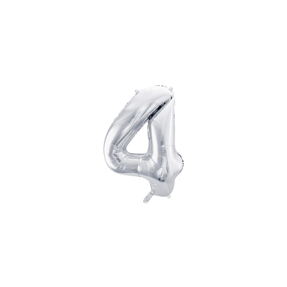 Ballon mylar Chiffre ''4'' - 86cm - argent