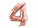 Ballon mylar Chiffre ''4'' - 86cm - or rose
