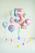 Ballon mylar chiffre ''5'' - 86 cm - arc -en -ciel pastel