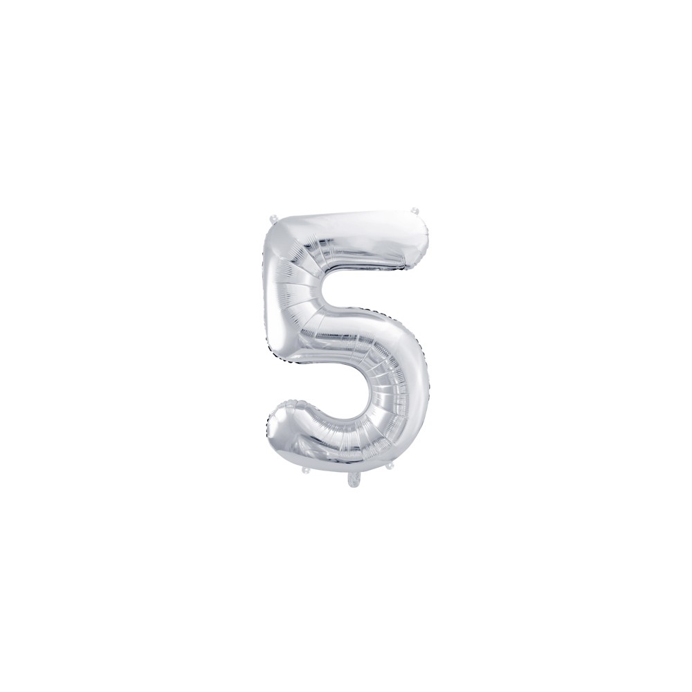 Ballon mylar Chiffre ''5'' - 86cm - argent