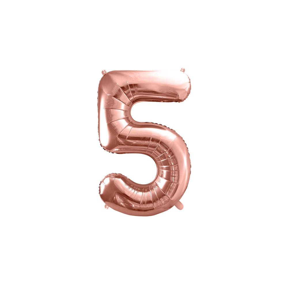 Ballon mylar Chiffre ''5'' - 86cm - or rose