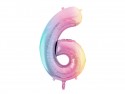 Ballon mylar chiffre ''6'' - 86 cm - arc -en -ciel pastel