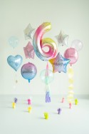 Ballon mylar chiffre ''6'' - 86 cm - arc -en -ciel pastel