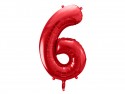 Ballon mylar Chiffre ''6'' - 86cm - rouge