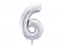 Ballon mylar Chiffre ''6'' - 86cm - argent
