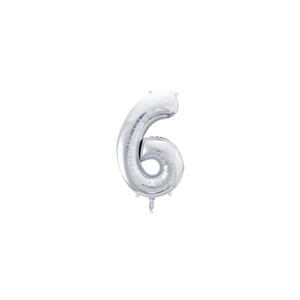 Ballon mylar Chiffre ''6'' - 86cm - argent
