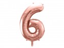 Ballon mylar Chiffre ''6'' - 86cm - or rose