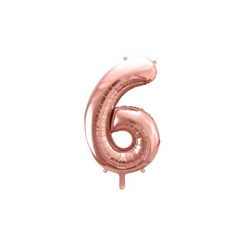 Ballon mylar Chiffre ''6'' - 86cm - or rose
