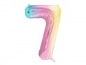 Ballon mylar chiffre ''7'' - 86 cm - arc -en -ciel pastel