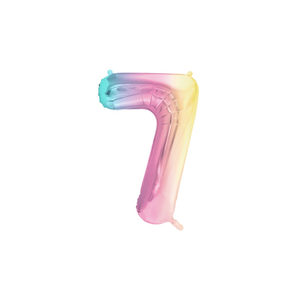 Ballon mylar chiffre ''7'' - 86 cm - arc -en -ciel pastel