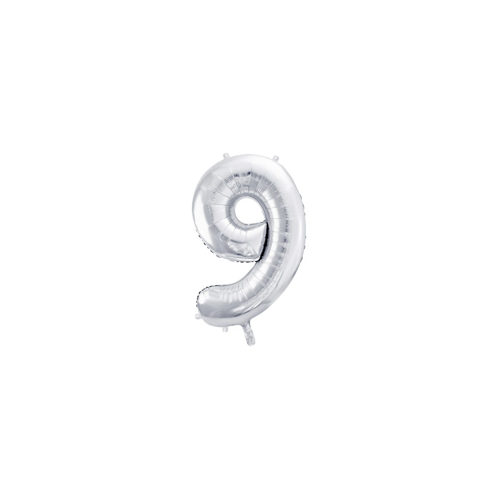 Ballon mylar Chiffre ''9'' - 86cm - argent