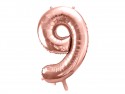 Ballon mylar Chiffre ''9'' - 86cm - or rose