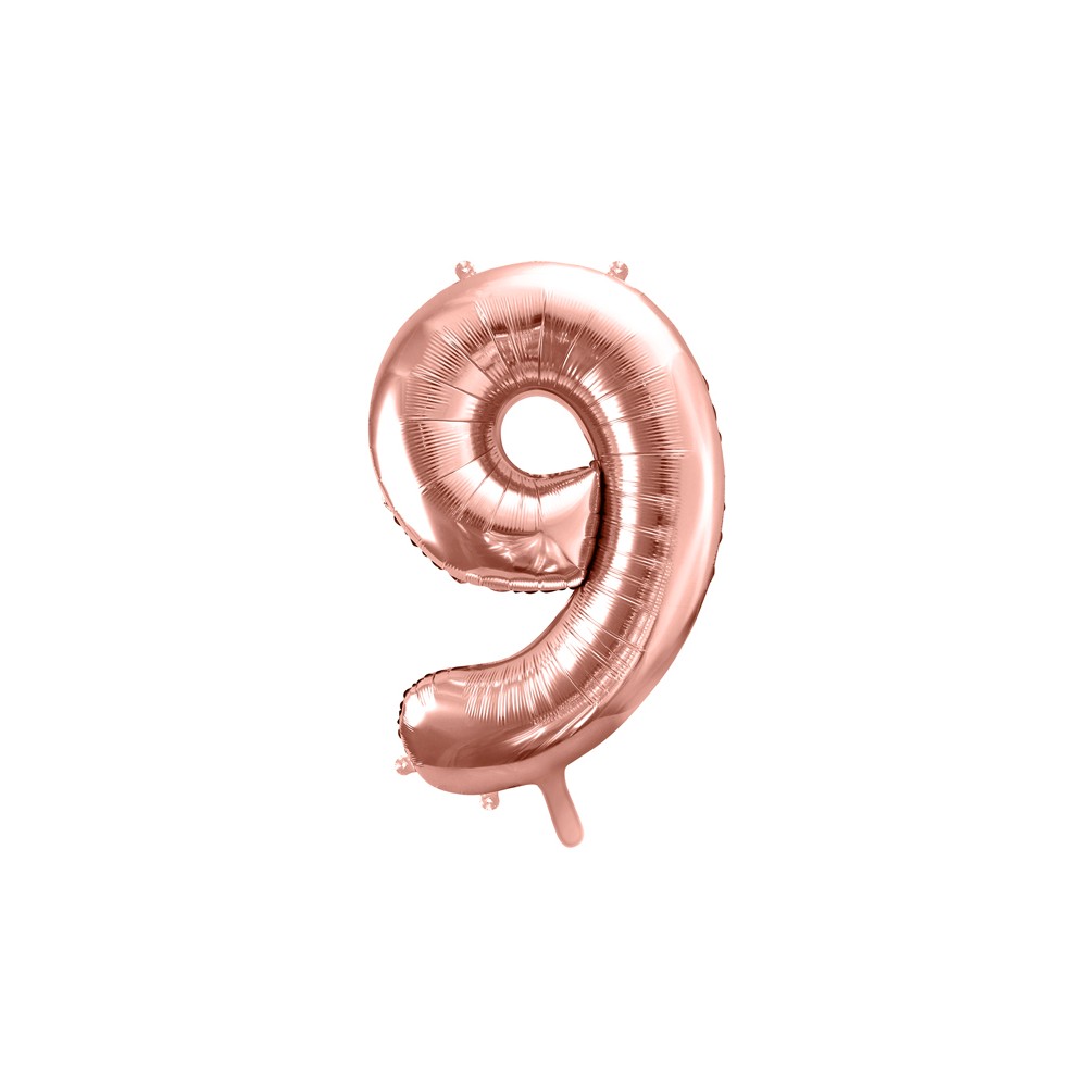Ballon mylar Chiffre ''9'' - 86cm - or rose