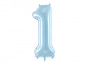 Ballon mylar Chiffre ''1'' - 86cm - bleu clair