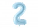 Ballon mylar Chiffre ''2'' - 86cm - bleu clair