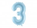 Ballon mylar Chiffre ''3'' - 86cm - bleu clair