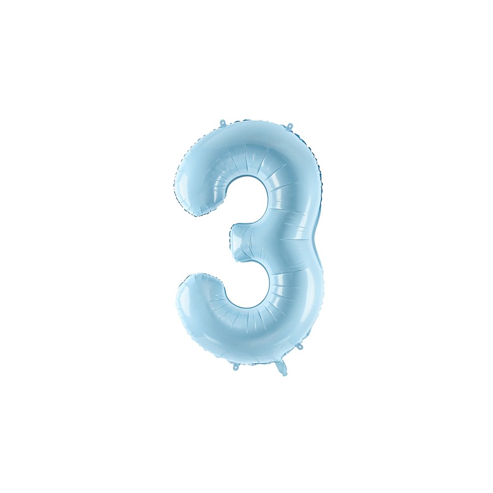 Ballon mylar Chiffre ''3'' - 86cm - bleu clair