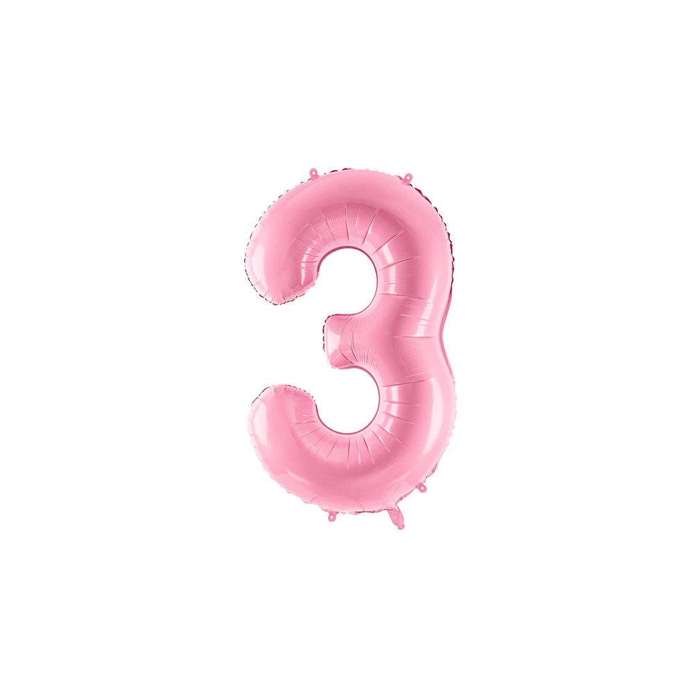 Ballon mylar Chiffre ''3'' - 86cm - rose