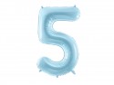 Ballon mylar Chiffre ''5'' - 86cm - bleu clair