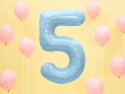 Ballon mylar Chiffre ''5'' - 86cm - bleu clair