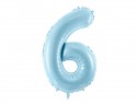 Ballon mylar Chiffre ''6'' - 86cm - bleu clair