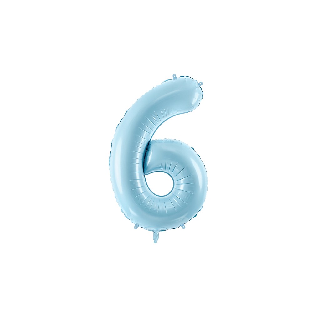 Ballon mylar Chiffre ''6'' - 86cm - bleu clair