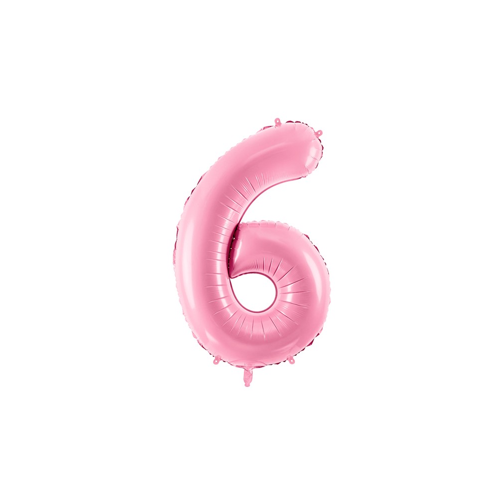 Ballon mylar Chiffre ''6'' - 86cm - rose