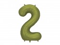 Ballon mylar Chiffre '2' - 86cm - olive