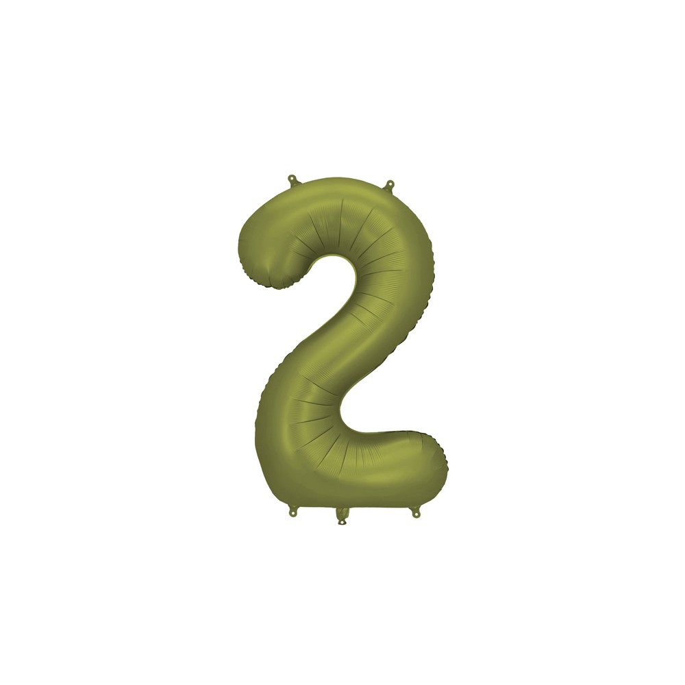 Ballon mylar Chiffre '2' - 86cm - olive