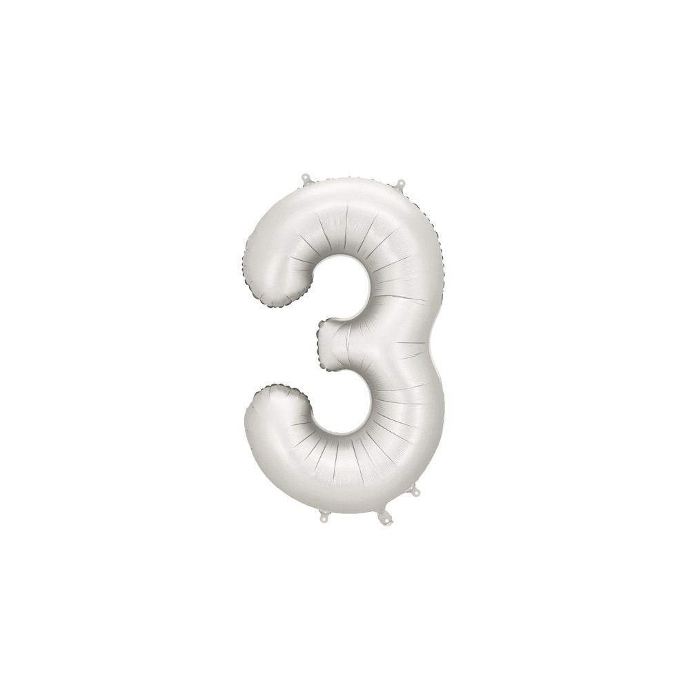 Ballon mylar Chiffre ''3'' - 86cm - argent