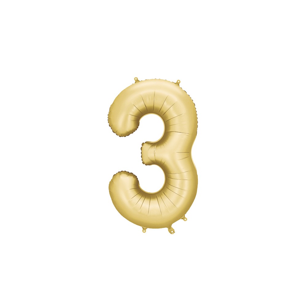 Ballon mylar Chiffre '3' - 86cm - or