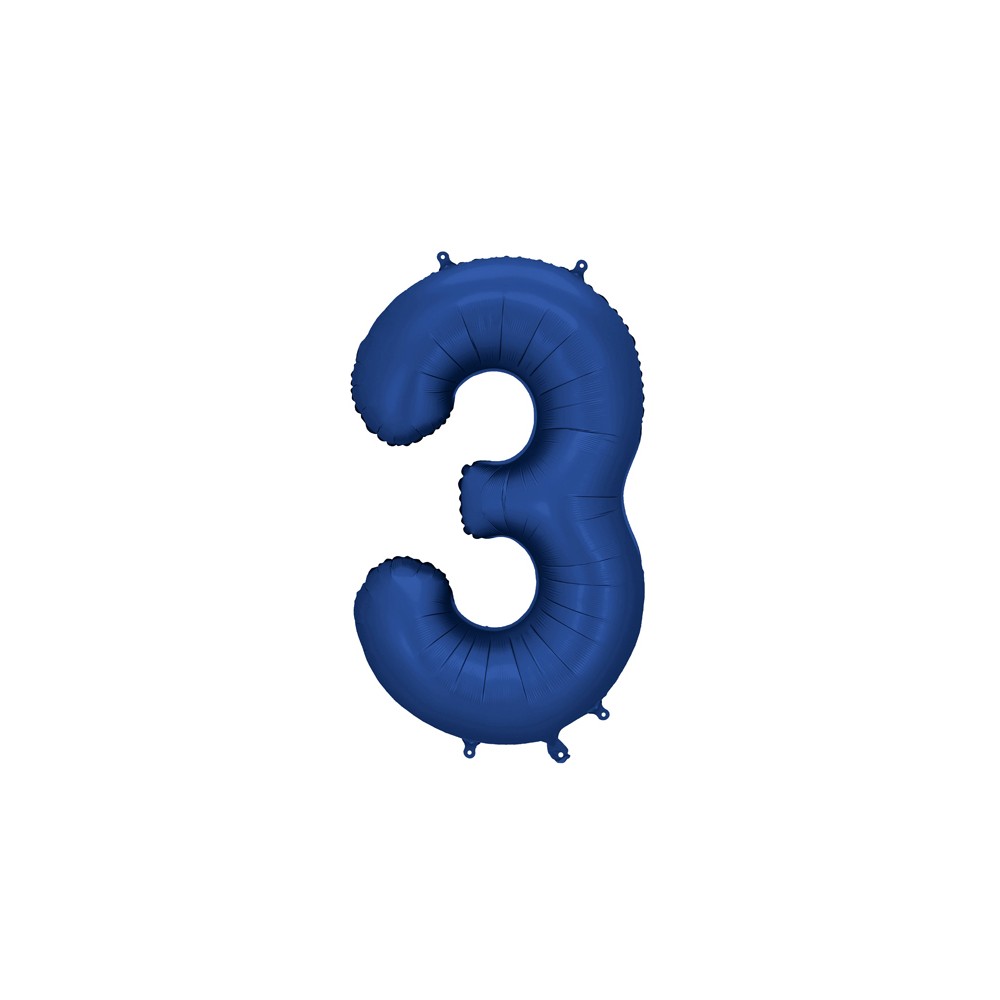 Ballon mylar Chiffre '3' - 86cm - marine