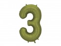 Ballon mylar Chiffre '3' - 86cm - olive