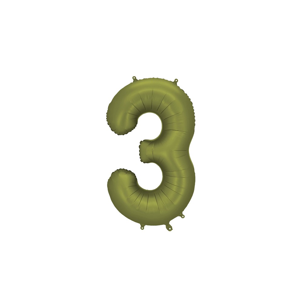 Ballon mylar Chiffre '3' - 86cm - olive