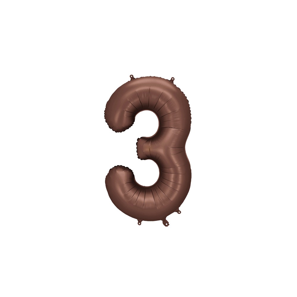 Ballon mylar Chiffre '3' - 86cm - moka
