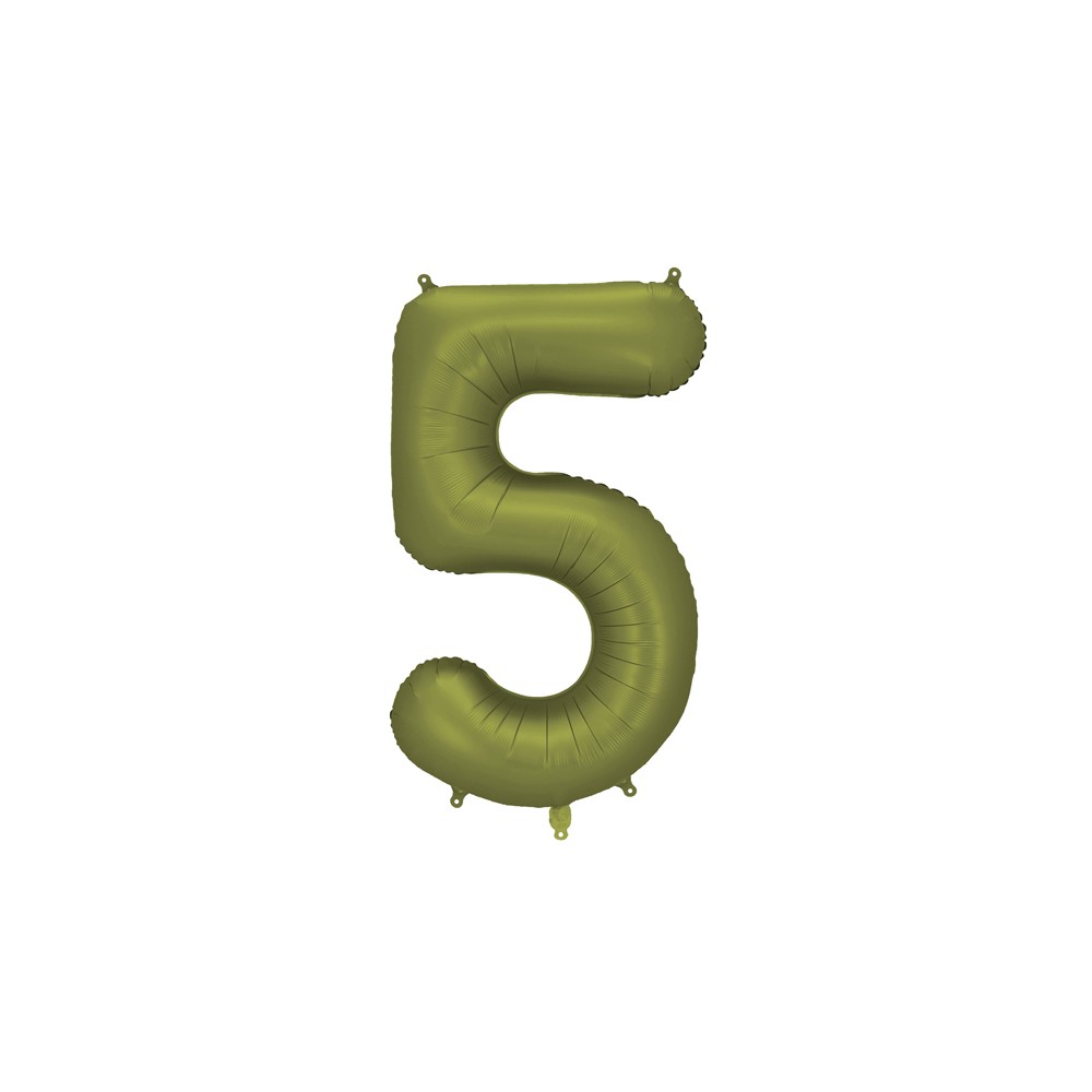 Ballon mylar Chiffre '5' - 86cm - olive