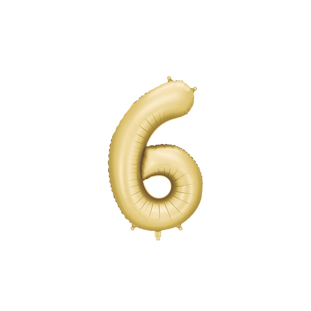 Ballon mylar Chiffre '6' - 86cm - or