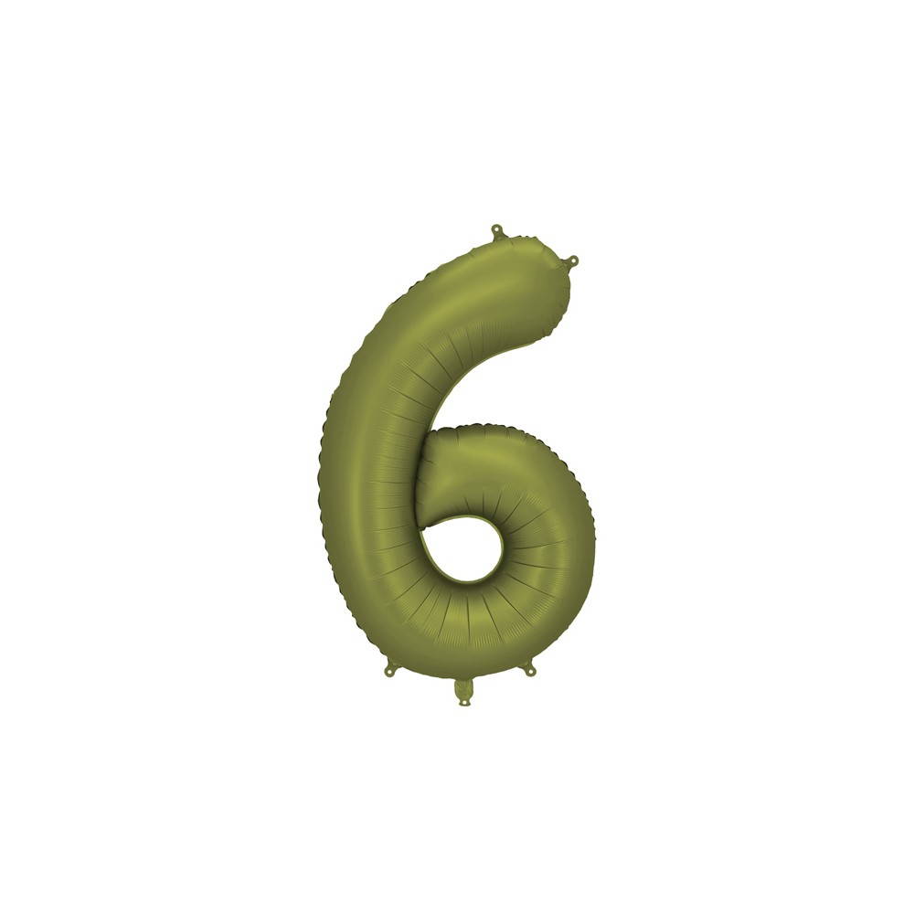Ballon mylar Chiffre '6' - 86cm - olive