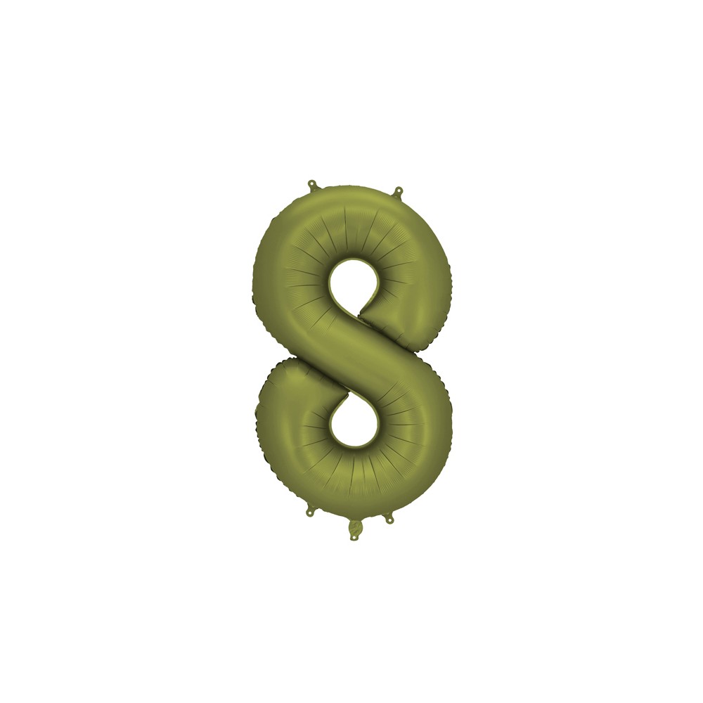 Ballon mylar Chiffre '8' - 86cm - olive