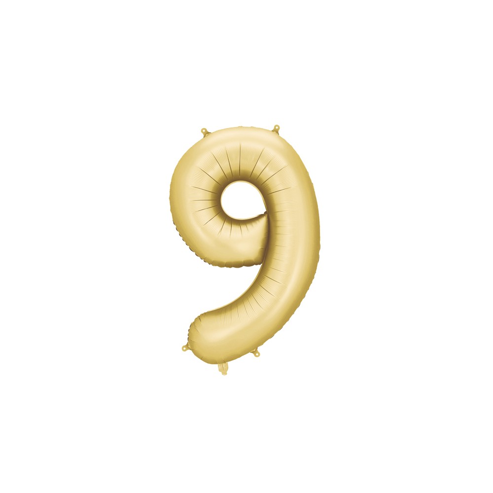 Ballon mylar Chiffre '9' - 86cm - or