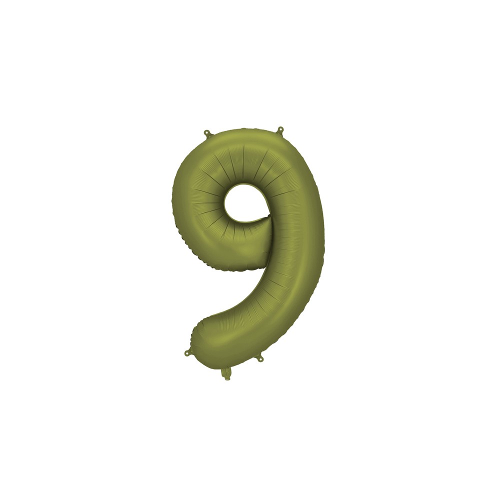 Ballon mylar Chiffre '9' - 86cm - olive