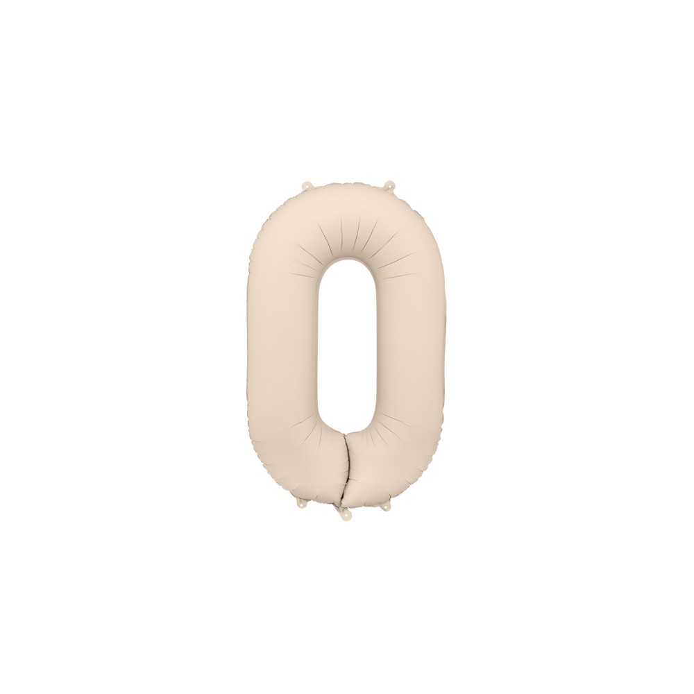 Ballon mylar Chiffre '0' - 86cm - beige clair