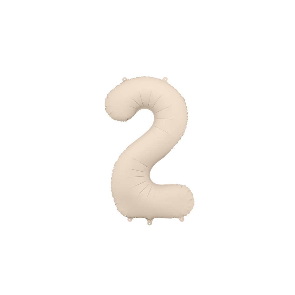 Ballon mylar Chiffre '2' - 86cm - beige clair