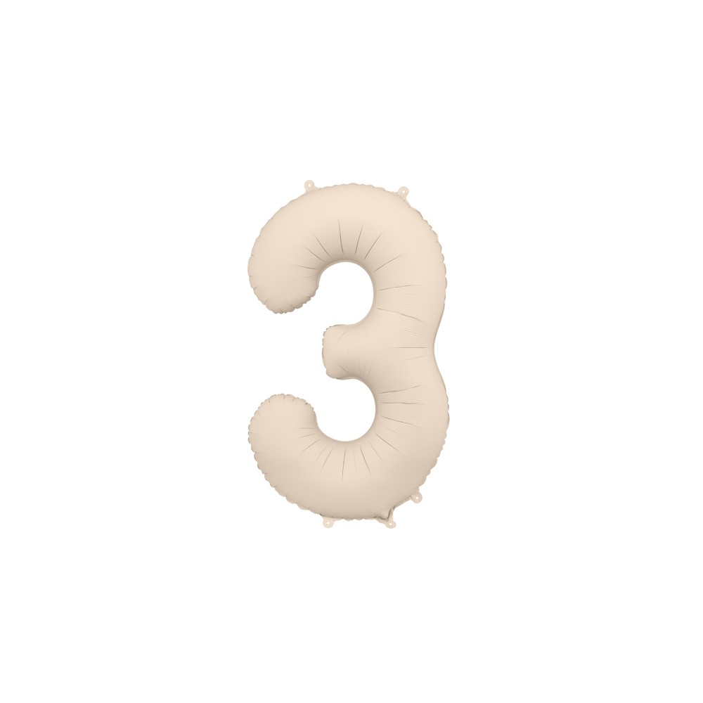 Ballon mylar Chiffre '3' - 86cm - beige clair