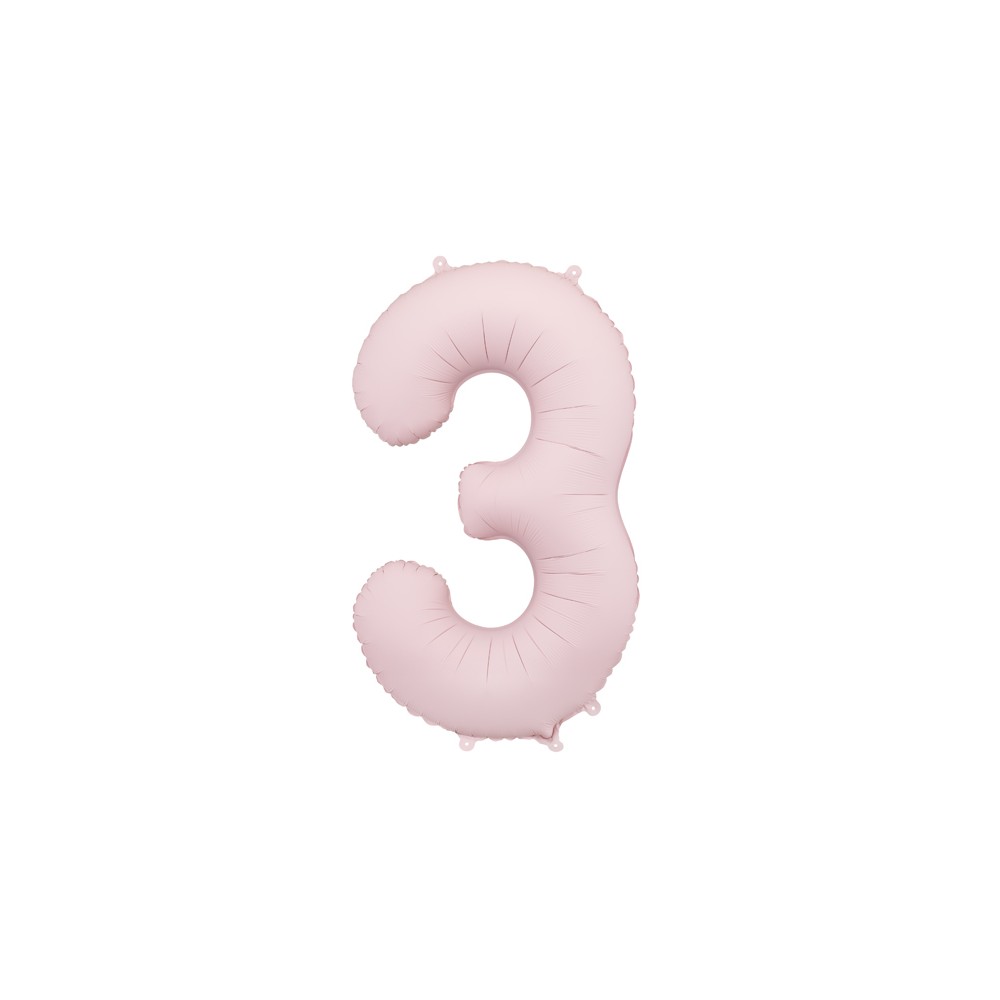Ballon mylar Chiffre '3' - 86cm - rose clair