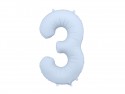 Ballon mylar Chiffre '3' - 86cm - bleu brumeux