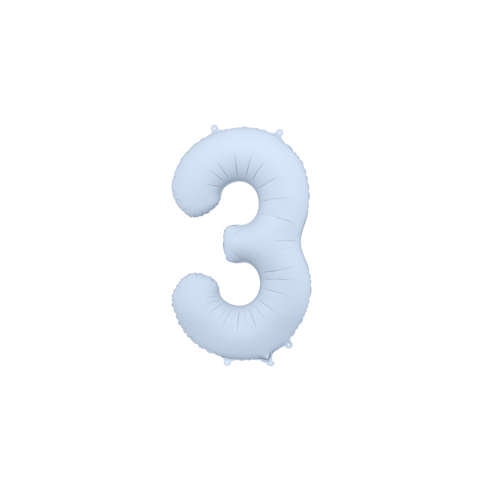 Ballon mylar Chiffre '3' - 86cm - bleu brumeux